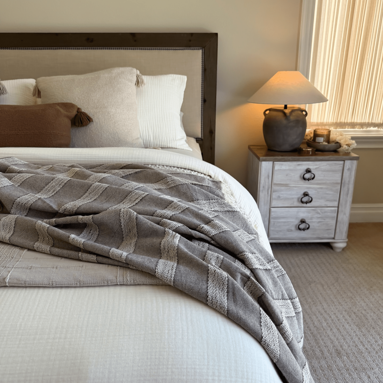 Rustic Striped Cotton Throw Blanket