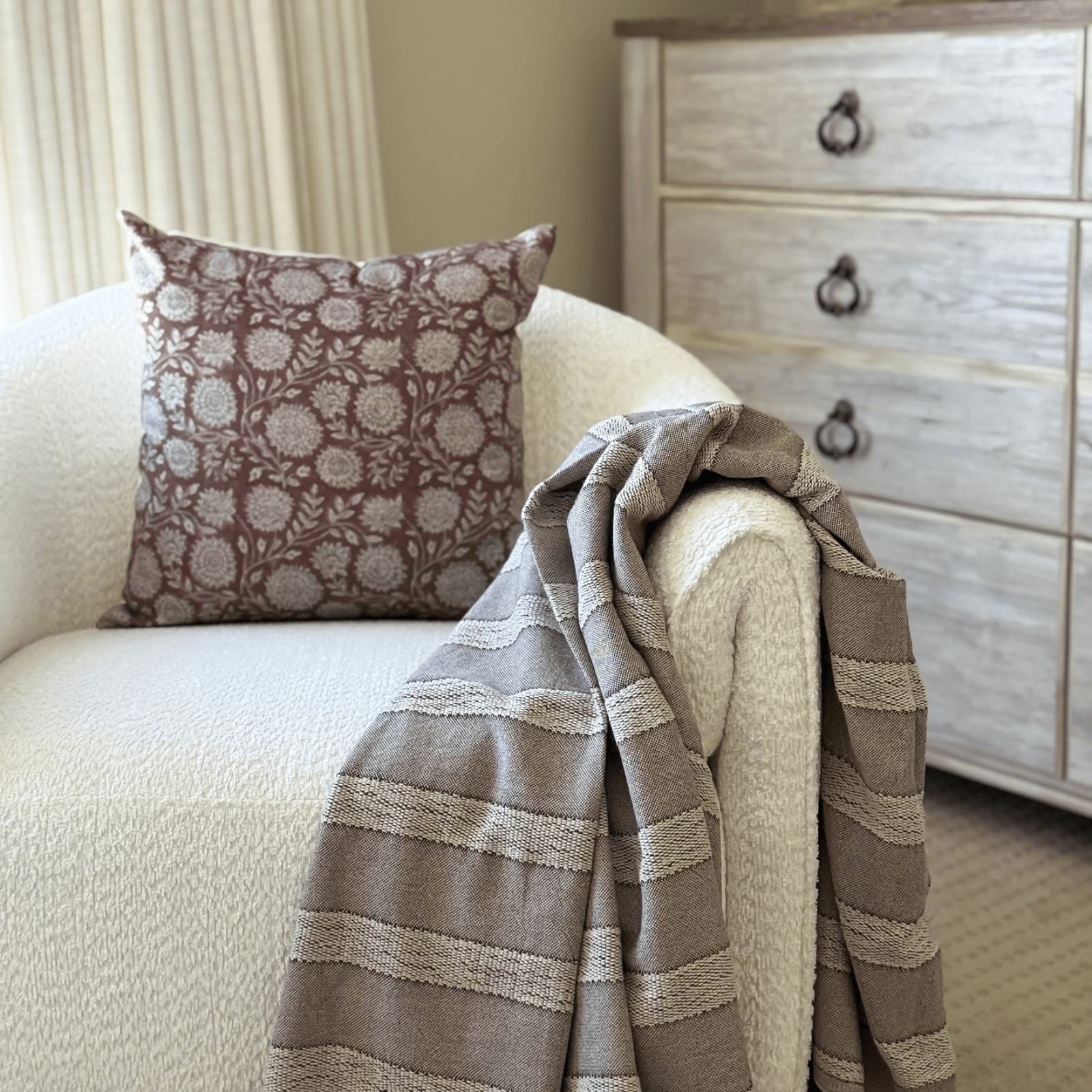 Rustic Striped Cotton Throw Blanket