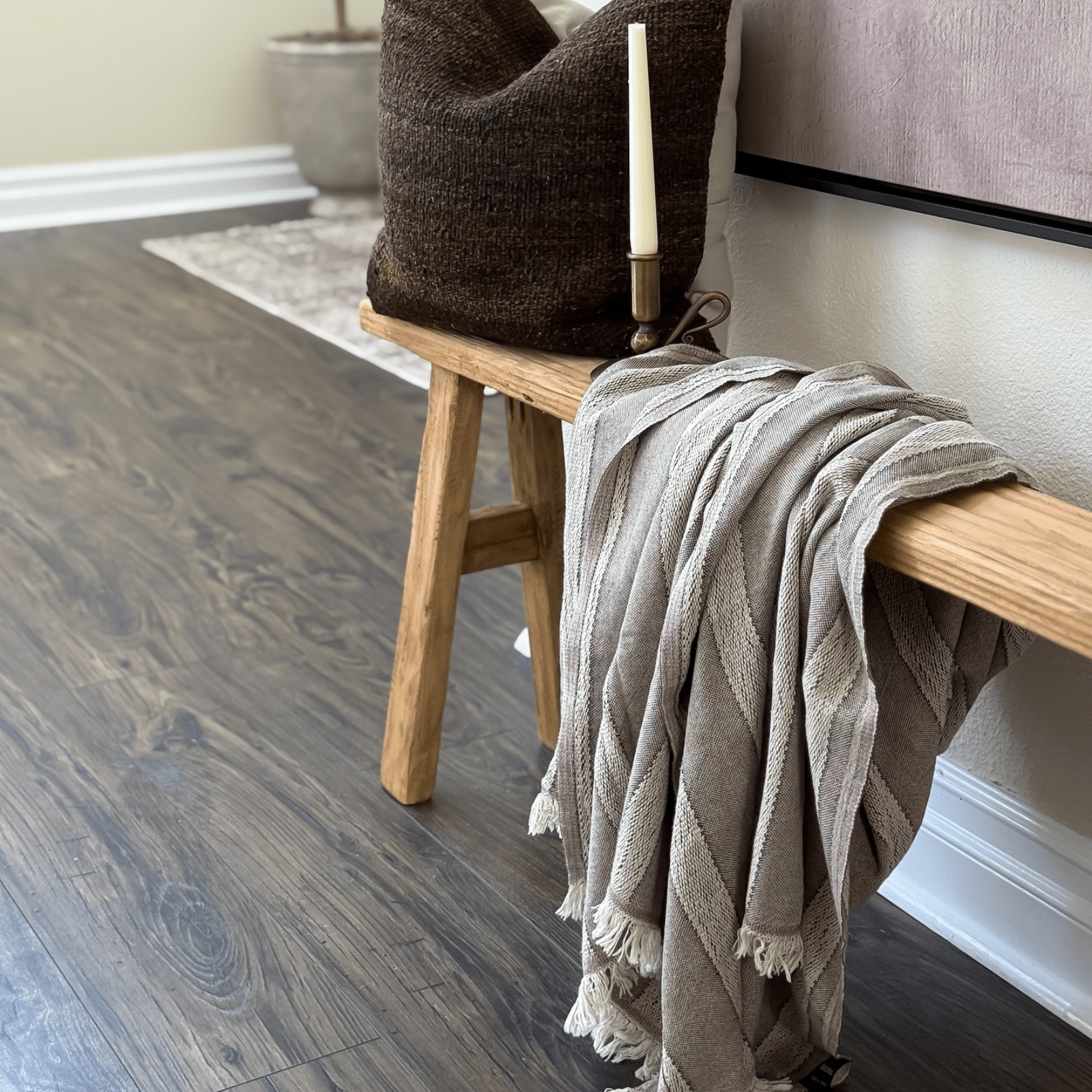 Rustic Striped Cotton Throw Blanket