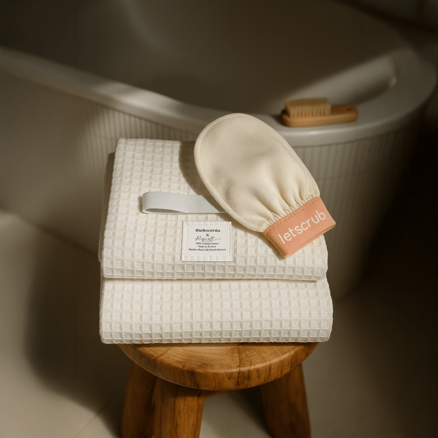 Glowing Duo of Hair Towel and Bath Glove