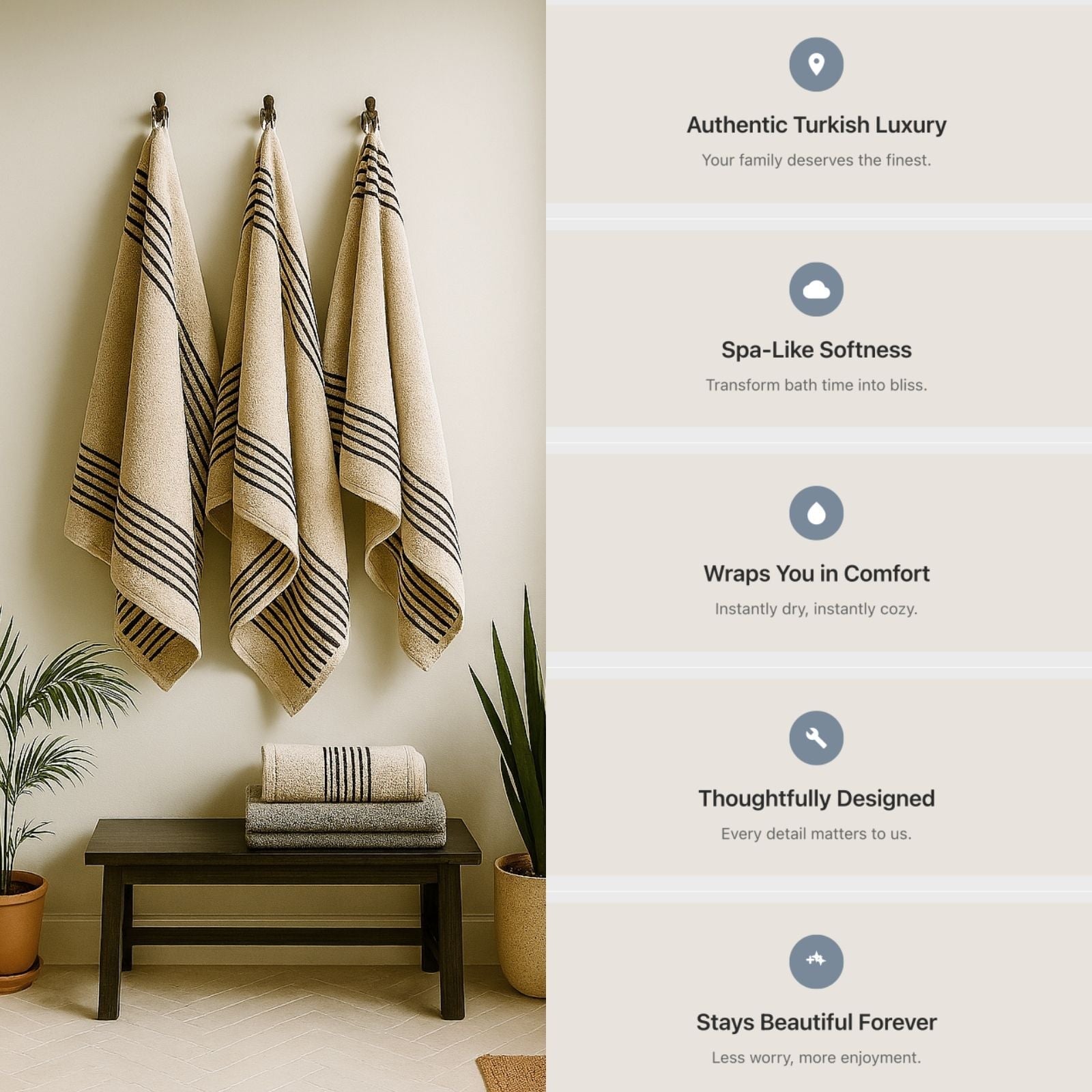 Melika Turkish Cotton Striped Terry Towel