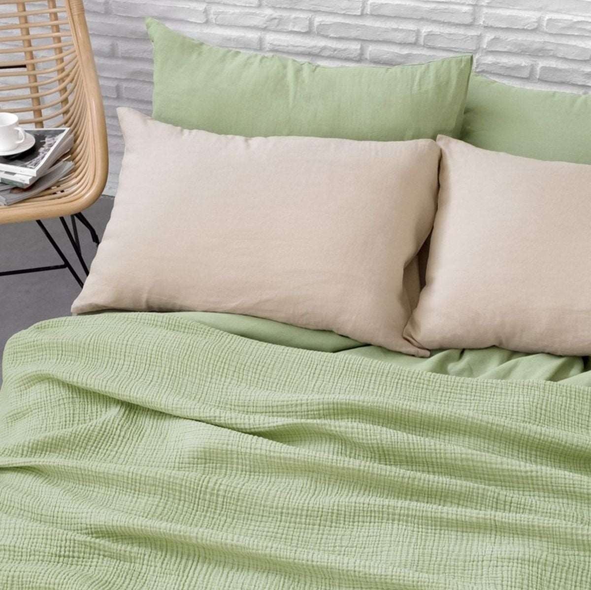 Joy |  Four Layered Crinkle Muslin Bed Cover