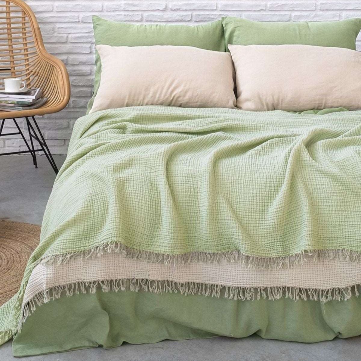 Joy |  Four Layered Crinkle Muslin Bed Cover