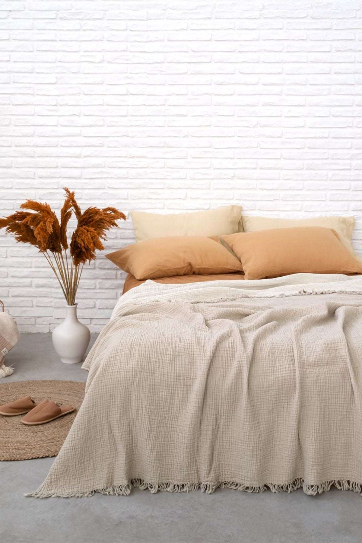 Joy |  Four Layered Crinkle Muslin Bed Cover