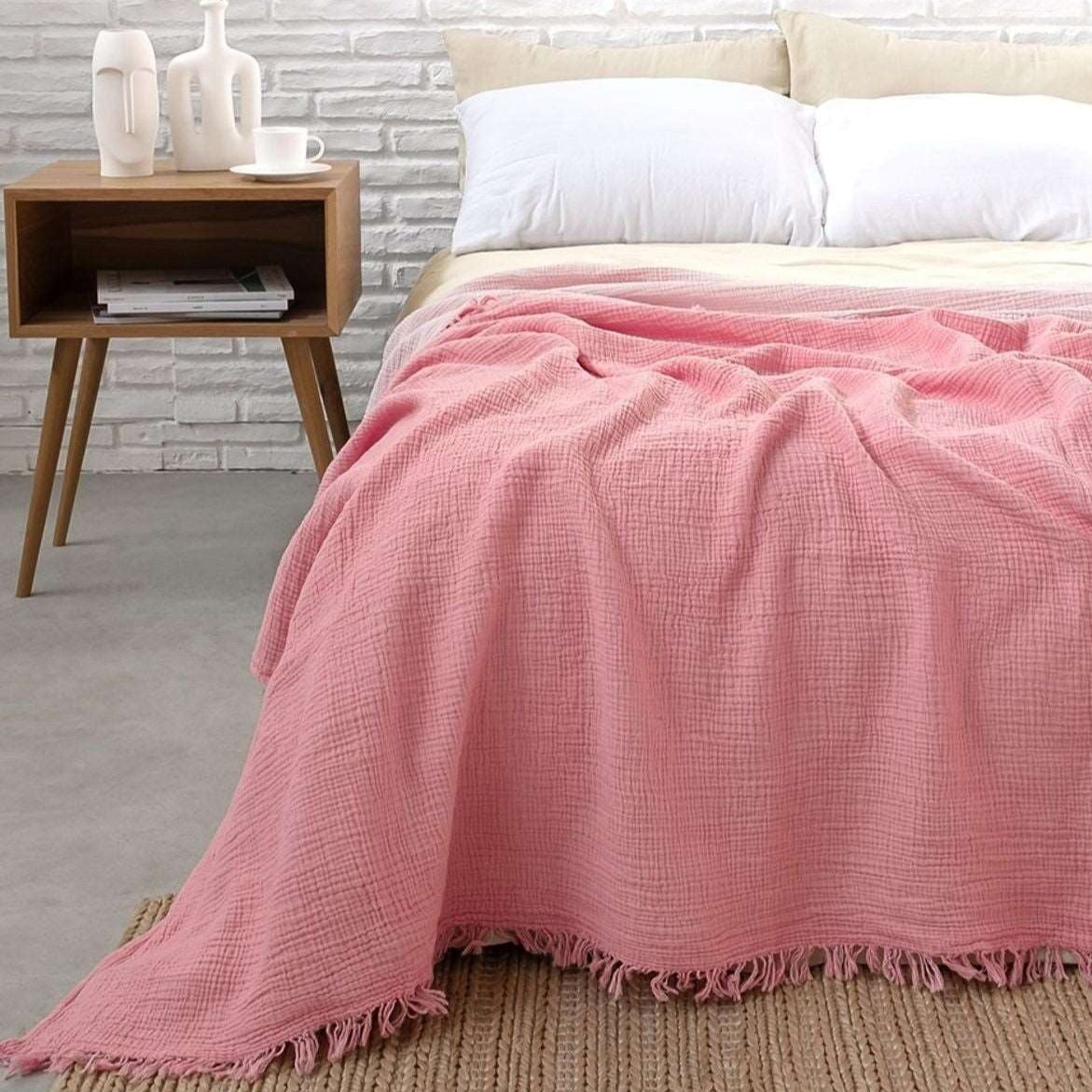 Joy |  Four Layered Crinkle Muslin Bed Cover