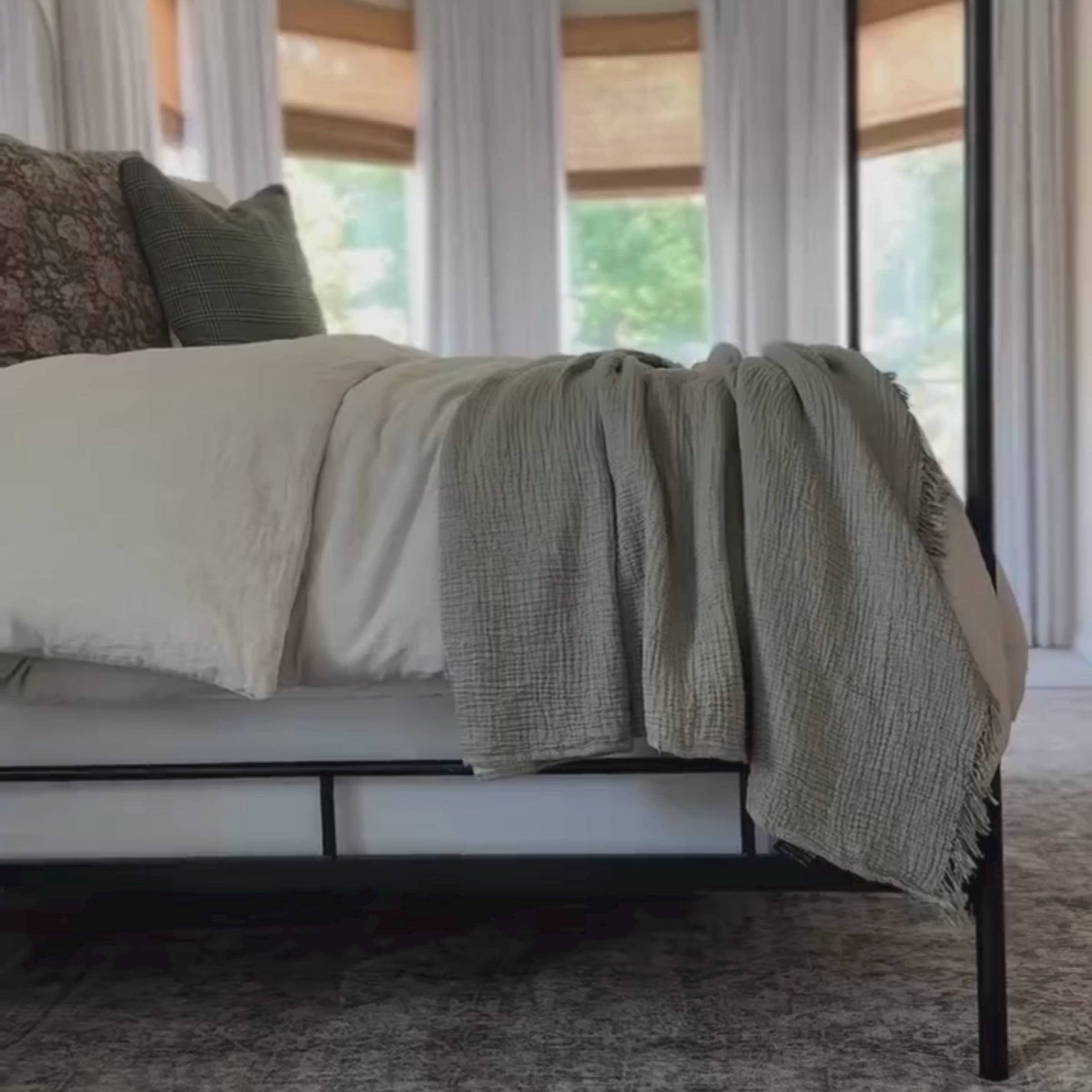 Joy |  Four Layered Crinkle Muslin Bed Cover