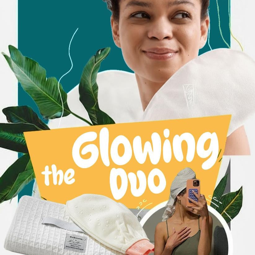 Glowing Duo of Hair Towel and Bath Glove