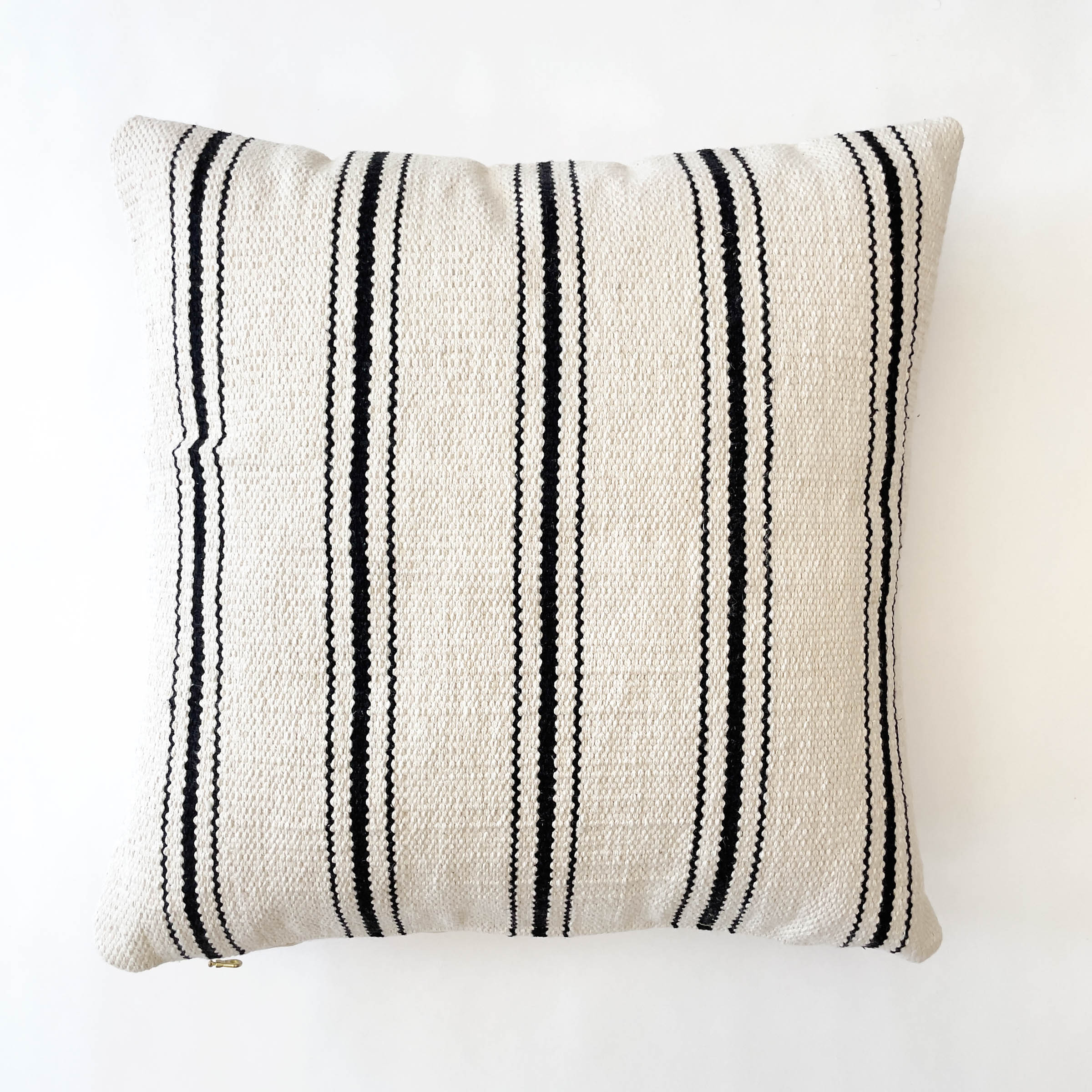 SOPHIE BLACK AND CREAM STRIPE HANDWOVEN PILLOW - Theloomia